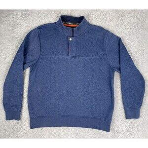 ORVIS Golf Pullover Sweatshirt 1/4 Zip Mens Medium Blue Long Sleeve Heavyweight
